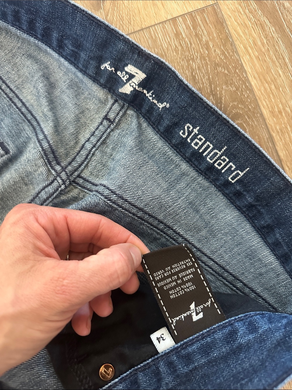 7 For All Mankind Men’s Blue Denim Standard Fit Jeans - Picture 3 of 4